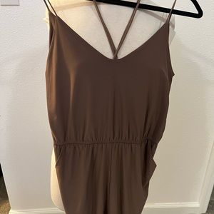 brown sleeveless romper
